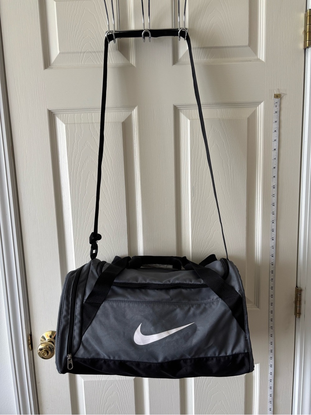 Nike Gray and Black Duffel with White Swoosh